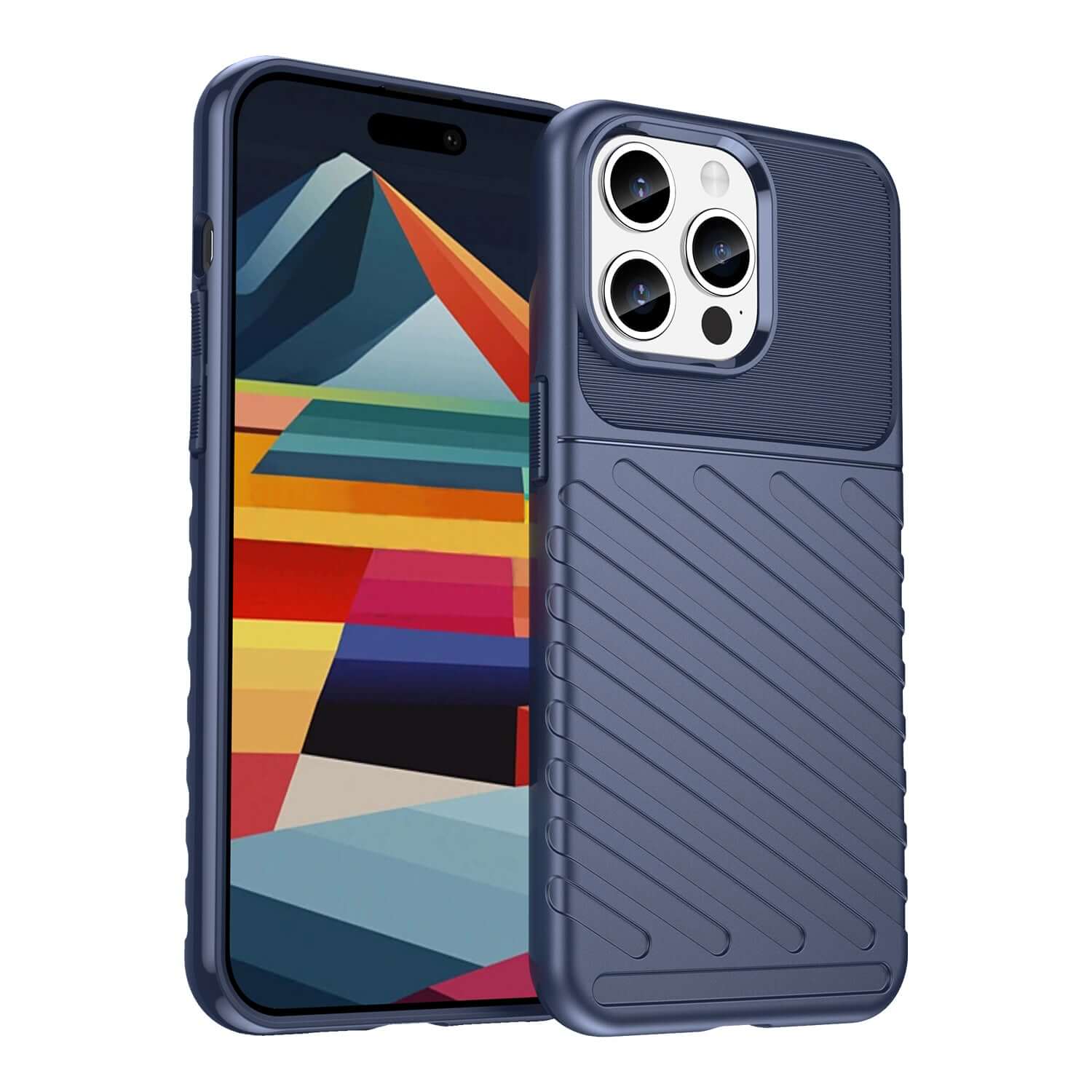 Hülle für iPhone 15 Pro Blau Handy Schutz Case Bumper - Bontalin refurb