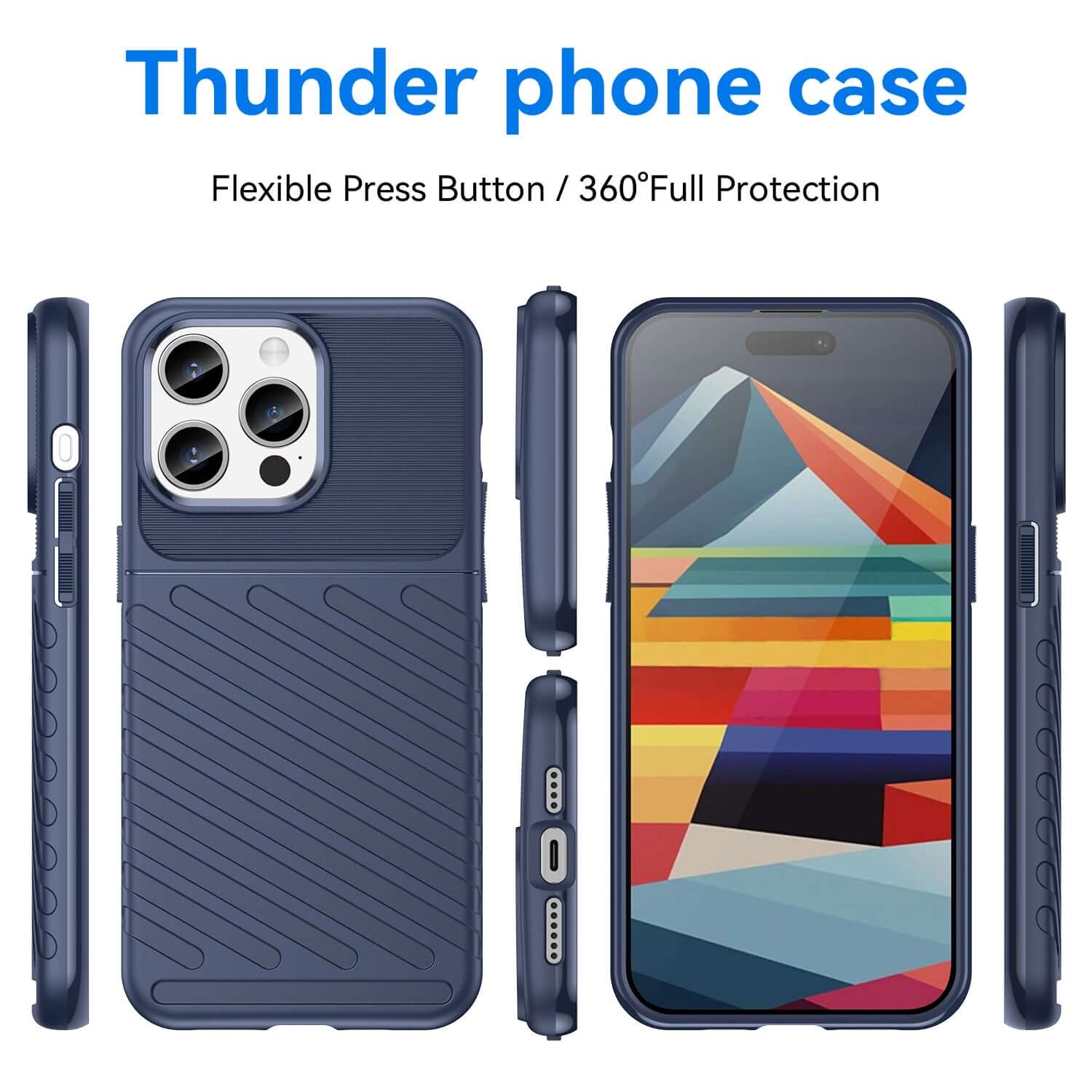 Hülle für iPhone 15 Pro Blau Handy Schutz Case Bumper - Bontalin refurb